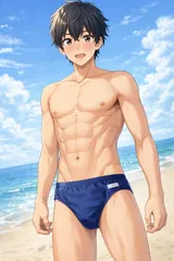 H505セールは1月末まで！シンプルネイビーの男子競泳水着♪フィットネスやトレーニングにも♪平置きウエストサイズ約37cm