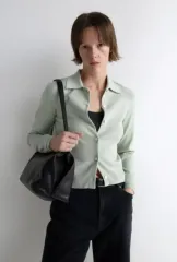 ポッタリー ハーフ ミラノ ポロ カーディガン ミント M