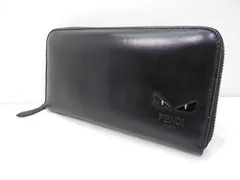 26g-002x【中古】FENDI　ﾌｪﾝﾃﾞｨ　ﾊﾞｯｸﾞﾊﾞｸﾞｽﾞ　ﾓﾝｽﾀｰ　ﾊﾞｸﾞｽﾞｱｲ　ﾗｳﾝﾄﾞﾌｧｽﾅｰ　長財布　7M0210-60C-179-0274