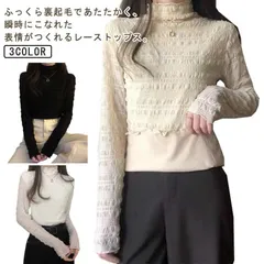 レースのハイネックインナー 裏起毛 ストレッチ インナー トップス 秋 冬 レディース 長袖 ブラウス 総レース ハイネック タートルネック レースブラウス カットソー プルオーバー 送料無料 着回し#nin8239