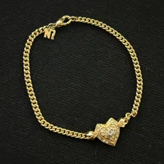 【良品】NINA RICCI ニナリッチ ハートモチーフ ブレスレット ラインストーン ゴールドカラー  ヴィンテージ　260102012