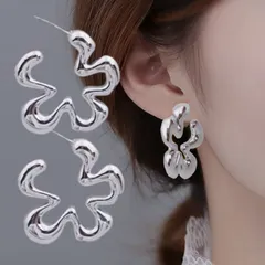 シルバー メタル フラワー 花 ピアス レディース 大ぶり 大きい 大きめ おしゃれ 可愛い