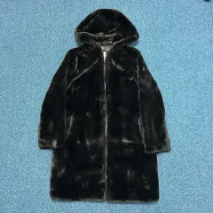 ZARA フーディ ファー ロング コート XS