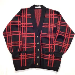 BURBERRYS バーバリーズ カーディガン レッド ブラック チェック ヴィンテージ アーカイブ Y2K ウール 英国製 金ボタン サイズ36