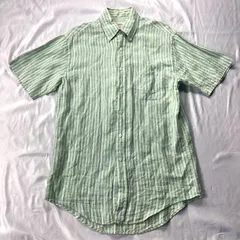 Brooks Brothers ブルックスブラザーズ 半袖シャツ リネン グリーン ホワイト サイズS