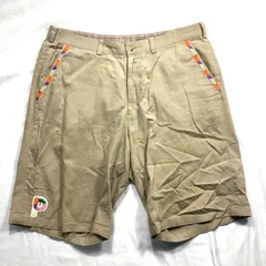 PAPAS パパス ショートパンツ コットン ベージュ ロゴ ワッペン サイズ54 XL 大きいサイズのサムネイル