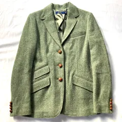 POLO RALPH LAUREN ポロラルフローレン テーラードジャケット ウール アルパカ混 グリーン 茶ボタン サイズ2