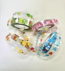 Pingru ビーズ クリア ロールステッカー マスキングテープ まとめ売り