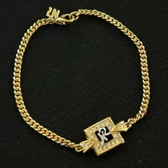 【良品】NINA RICCI ニナリッチ ブレスレット スクエアモチーフ ラインストーン ゴールドカラー ヴィンテージ　260102013