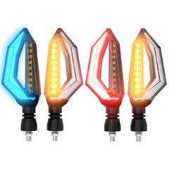 Knight] バイク テール ランプ 内臓 ウインカー 4個 [Avan セット ライト CB400 ドラッグスター ゼファー ハーレー カブ モンキー ダックス KRB279 (フロント青黄+リア赤黄)