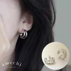 イヤリング 痛くない 40代 50代 フープ ノンホールピアス ピアス見え 2連 シルバー クリップ シリコンカバー 30代 レディース メンズ E25-021