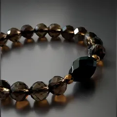 天然石ブレスレット《オニキス＆スモーキークォーツ＆ヘマタイト》