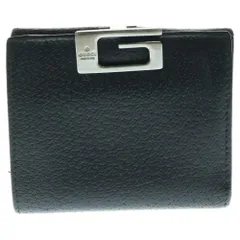 GUCCI (グッチ) Gクリップ レザーコンパクトウォレット 二つ折り財布 ブラック 〇