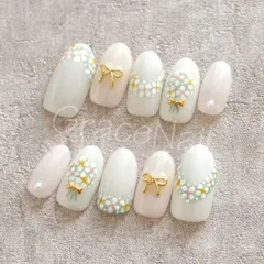 No.1185 現品販売！ネイルチップ　ブライダル/フラワー/ピンク