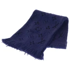 LOUIS VUITTON (ルイヴィトン) モノグラム エシャルプロゴマニア シルク混ウールマフラー パープル M75703