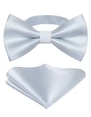 プレゼント パーティー 披露宴 入学式 結婚式 セット ボウタイ 無地 メンズ 色選択 簡単着脱 チーフ付き ワンタッチ 蝶ネクタイ BR-03 [HISDERN]