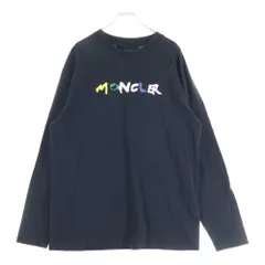 MONCLER (モンクレール) 24SS マルチカラーロゴプリント ワッペン クルーネック ロングスリーブ 長袖Tシャツ カットソー ブラック J10918D00012 829HP