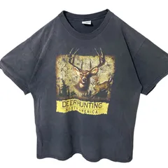 XL オーバーサイズ アニマル 鹿 ビッグプリント ブラック 黒 Tシャツ レディース ユニセックス メンズ 古着 半袖