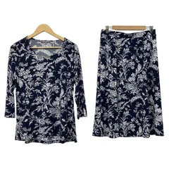 LAURAASHLEY(ローラアシュレイ) スカートセットアップ レディース - 白×黒 花柄/ストライプ