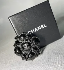 美品 限定 CHANEL シャネル ココマーク ブラックストーン & ラメ ブローチ 男女兼用 箱ありプレゼントやギフトにも