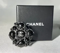 美品 限定 CHANEL シャネル ココマーク ブラックストーン & ラメ ブローチ 男女兼用 箱ありプレゼントやギフトにも