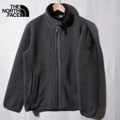 美品 ノースフェイス THE NORTH FACE フリース L ダークグレー ロゴ刺繍 裏側ファー ファージャケット テック ストリート Y2K 古着 R622