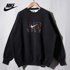 美品 90s USA製 銀タグ ナイキ NIKE スウェット XL相当 表記M ブラック ロゴ刺繍 ナイキエア NIKE AIR ヴィンテージ Vintage ストリート オーバーサイズ ビッグシルエット スポーツミックス 裏起毛 古着 R623