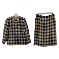 Leilian(レリアン) スカートスーツ レディース - ベージュ×ネイビー チェック柄