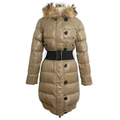 美品 モンクレール MONCLER ルーシー Lucie ダウンジャケット ダウンコート ウエストベルト ワッペン フード ファー ロング丈 ナイロン ベージュ サイズ00 レディースのサムネイル