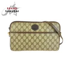 GUCCI グッチ ヴィンテージ オールドグッチ ブラウン ベージュ ゴールド金具 GGスプリームキャンバス ショルダーバッグ ポシェット 505058【中古】