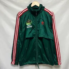 正規品/M adidas アディダス ヨーロッパ メキシコ ウィンドブレーカー 3本線 緑 ウインドブレーカー