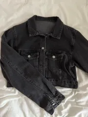 ブラックデニム クロップド デニムジャケット