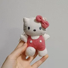 ハローキティ ぬいぐるみ 赤 オーバーオール キーホルダー