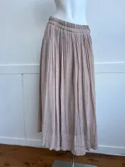 シャーリング ロング スカート ブラウン