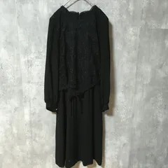 Miss Lenal ワンピース フォーマル レース 長袖 ミモレ ロング 黒 15号 レディース