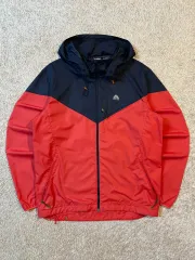 M 00's NIKE ACG バイカラー フード ウィンドブレーカー ジャケット レッド ネイビー