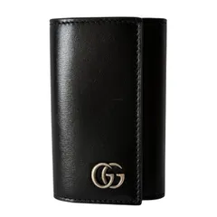 GUCCI グッチ 435305 6連 キーケース キーフック キーリング GGマーモント レザー ブラック