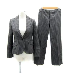 イネド INED スーツ セットアップ 上下 テーラードジャケット ミドル丈 シングルボタン 総裏地 スラックスパンツ ストレートパンツ ロング丈 ストライプ柄 7 グレー /SY3