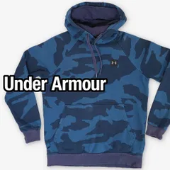 アンダーアーマー プルオーバーパーカー ブルーカモフラージュ 迷彩柄 スウェット フーディー M 日本正規品 メンズ 古着