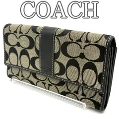 コーチ COACH 長財布 3つ折り シグネチャー キャンバス レザー ブラック ベージュ フラップ開閉 ロングウォレット 多収納 カード収納豊富 スリム設計 メンズ レディース ユニセックス