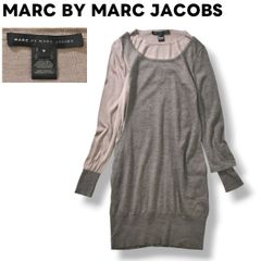 【上質】 マーク バイ マークジェイコブス MARC BY MARC JACOBS メリノウール シルク ニット ひざ丈 ワンピース S チャコールグレー レディース ♪
