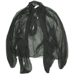 新品 N°21 ヌメロヴェントゥーノ 23SS ドレープシフォンシルクブラウス L2 BLUSA TESSUTO 23SW-G041-5586 38 BLACK 定価126,500円 長袖 ストール付き シースルー シャツ トップス g23006のサムネイル