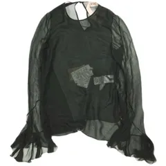 新品 N°21 ヌメロヴェントゥーノ 23SS イタリア製 フリルシルクブラウス L2 BLUSA TESSUTO 23S-G072-5586 36 BLACK 定価86,900円 長袖 シースルー プルオーバー シャツ トップス g23005のサムネイル