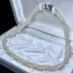 TASAKI/タサキ【3連】淡水パール ネックレス ベビーパール 21.5g 42㎝ SILVER刻印 シルバー pearl jewelry necklace 田崎 照り◎