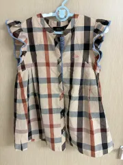 ダックス チェック ブラウス フリル 装飾 150