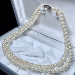 124cm 3連】 あこや ロング 5.5ミリ 60g SV ネックレス - メルカリ