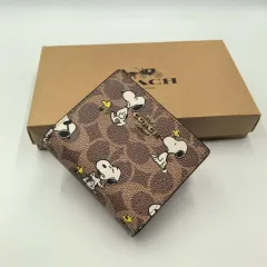 COACH スヌーピー 二つ折り財布 ブラウン 新品 フルセット CBN32