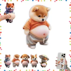 【特価商品】ふわふわ マシュマロ ステッカー 3D 手帳用 かわいい ストレス解消 デコレーション 犬 デブ 携帯電話飾り もちもち 日記帳用 マシュマロシール 3D【2025新型】柔らかいお腹 手芸用品(お腹の大きな子犬 ぷにぷにシール 柴犬 B*1) an