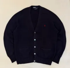 90s ポロ ラルフローレン コットン カーディガン ネイビー
