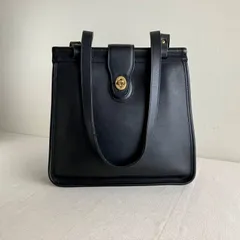 Vintage Coach Weston Shopper Shoulder Tote Bag Black Leather Turnlock
